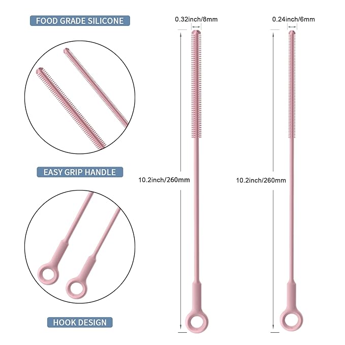 Reusable Silicone Straw Cleaner Brush Set, Flexible&Bendable Design, Dishwasher - Image 4