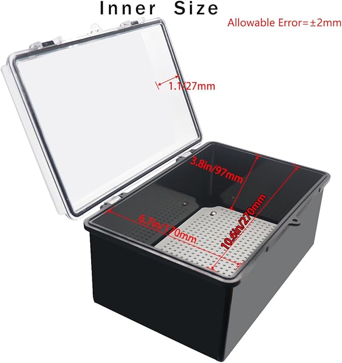 Junction Box, Hinged Black Clear Cover IP67 Waterproof ABS Project Box - Image 3
