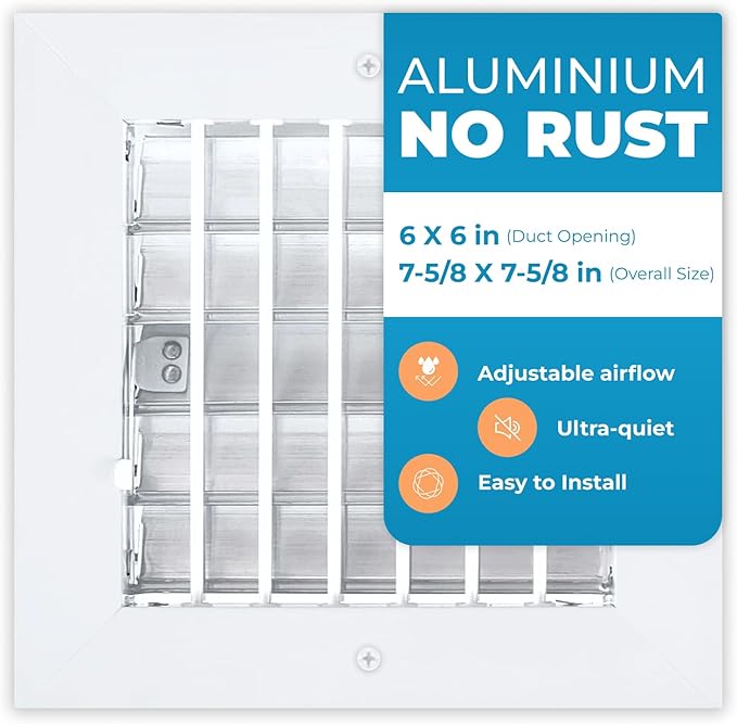 Aluminum 6 x 6 Inch Air Vent Covers Wall AC Grille – Premium Register Vent by Air360
