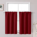 Chyhomenyc Short Red Curtains 45 Inch Length, Small Kitchen Curtain Rod Pocket by Chyhomenyc