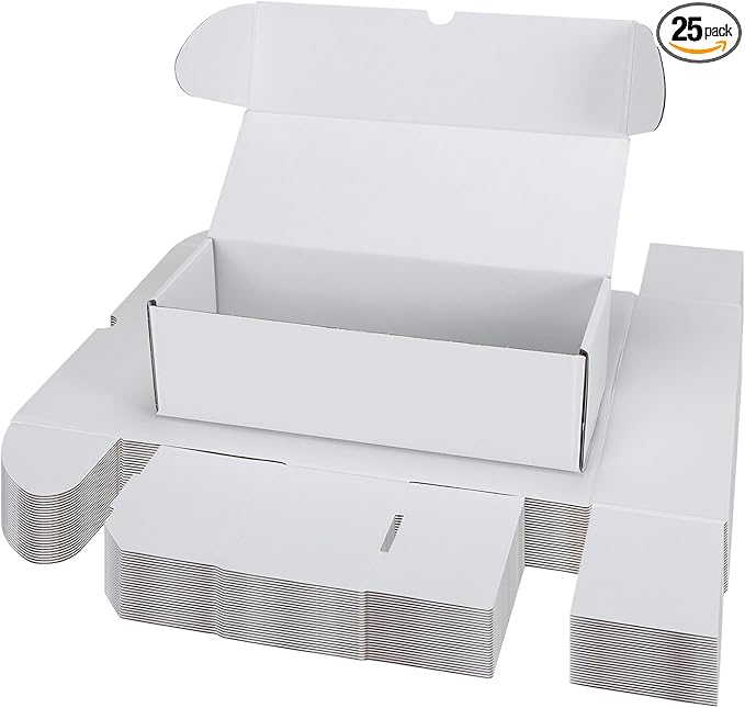 Bulk 300 Capacity Card Toploaders Storage Box, in Total 25 Pack All White by Serwrsw