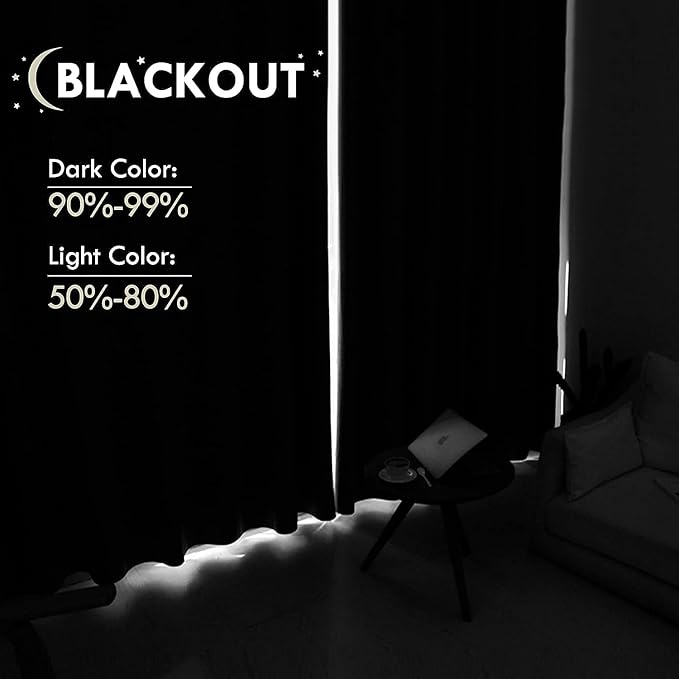 DWCN Blackout Curtains Room Darkening Thermal Insulated Bedroom Curtains Window - Image 3