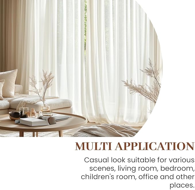 Dreaming Casa Taupe Sheer Curtains 102 Inches Long, Rod Pocket & Back Tab Light - Image 5