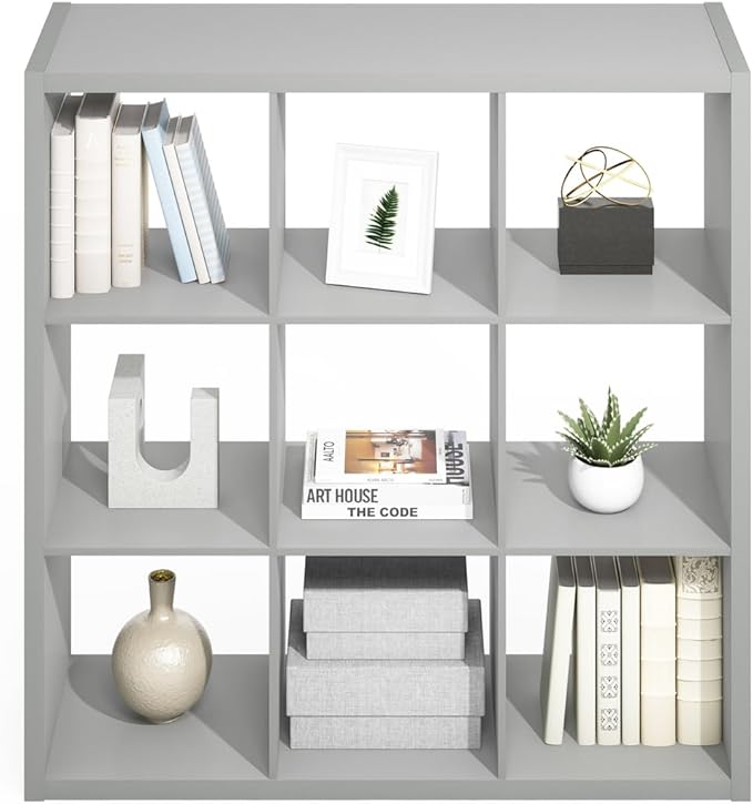 Furinno Simple Cube Storage Organizer, 9-Cube Display Shelf, Open Back Shelving - Image 6