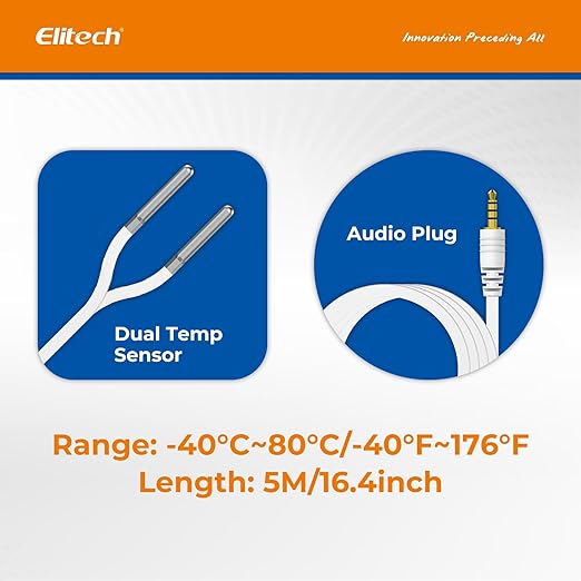 Elitech Dual Temperature Probe for RCW-360Pro, -40°F to 176°F, 16.4ft Cable - Image 3