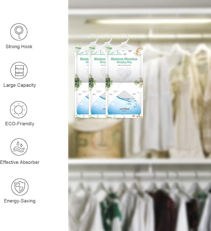 CANAGER Hanging Moisture Absorber-12 Packs, Hanging Dehumidifier Bags - Image 7