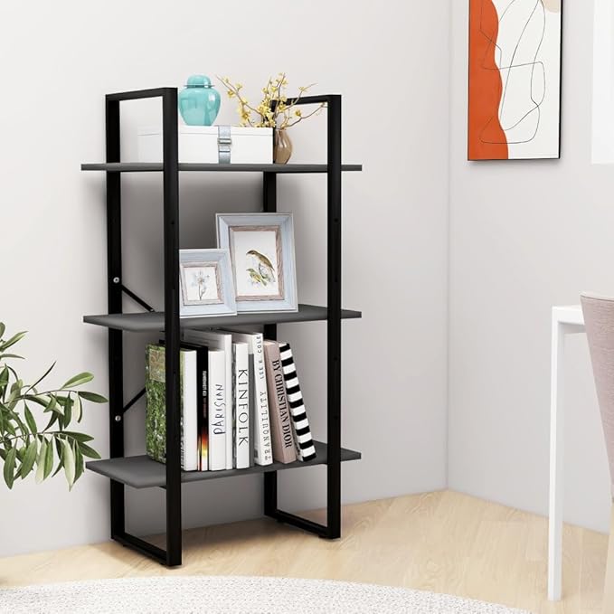 Grey Metal Medium Storage Shelf 11.8 x 23.6 x 41.3 in 3 Tier Rectangular - Image 4