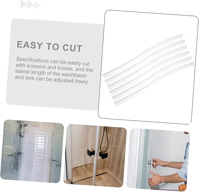 LIFKOME 6pcs Bathroom Water Baffle Sealing Strip Easy Install Silicone Shower - Image 3