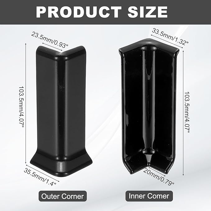 uxcell Self Adhesive Baseboard Corner Blocks, 4.07 Inch Wall Edge Corner - Image 2