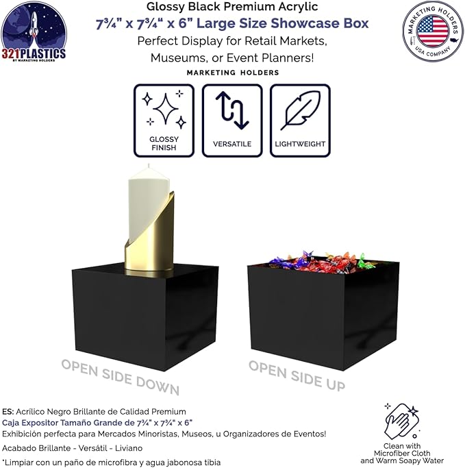6 Pack Black Acrylic Display Box Counter Retail Merchandise Storage Bins No Lid - Image 4