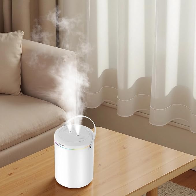 3L Portable Humidifier With Dual Nozzles, Colorful Night Light, Handle Design - Image 2
