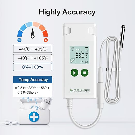 Freshliance Temperature Humidity Data Logger, Reusable Temperature Recorder - Image 2