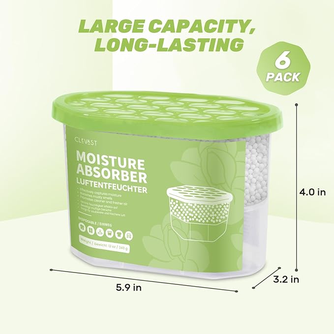 CLEVAST Moisture Absorber Boxes 6 Pack, 12 Oz Dehumidifier - Image 7
