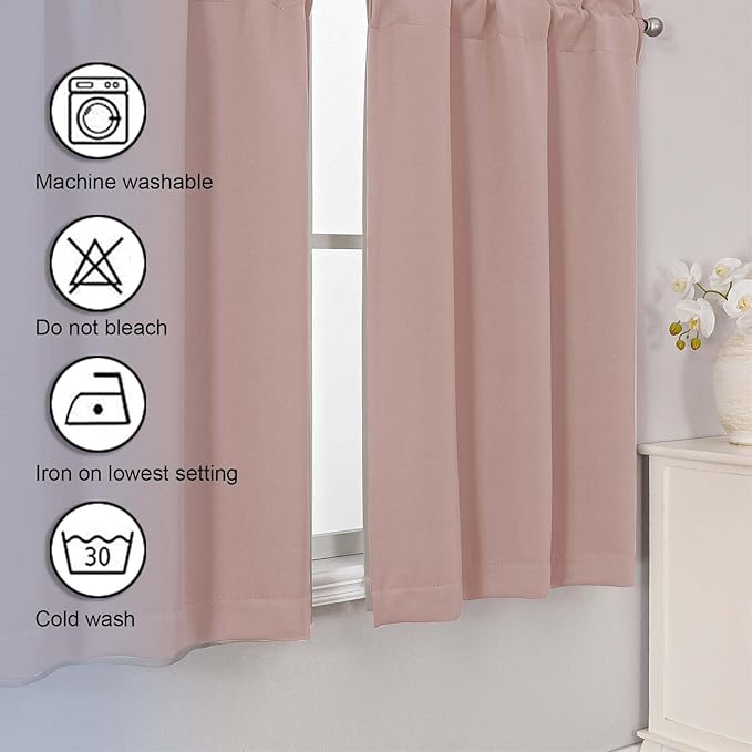 Chyhomenyc Blush Pink Short Blackout Curtains 45 Inch Length, Small Kitchen - Image 7