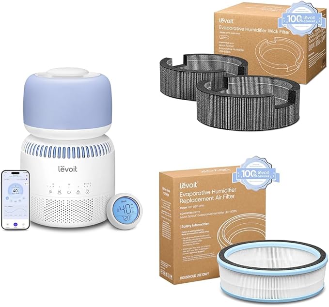 LEVOIT Sprout Evaporative Humidifier + LEVOIT 2-Pack Wick Filters + LEVOIT by Levoit