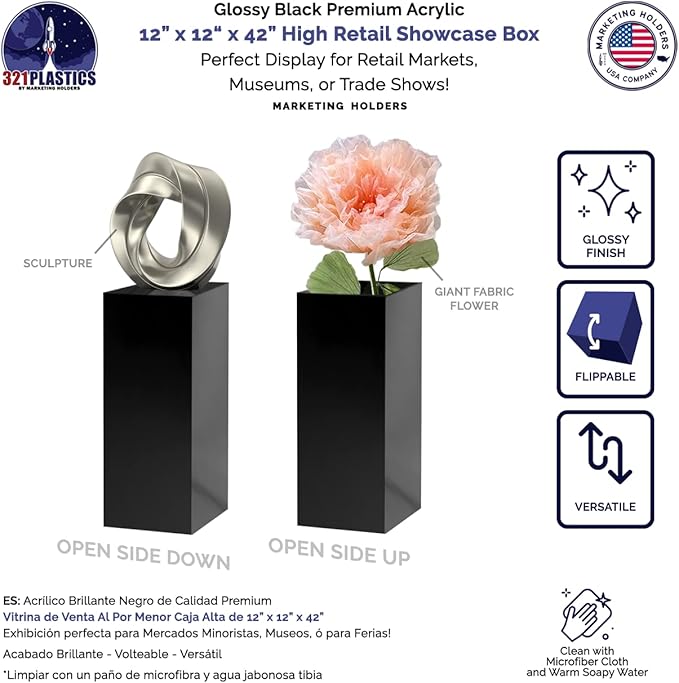 Acrylic Display Riser Box Pedestal No Lid Flower Tower Art Sculpture Tall - Image 2