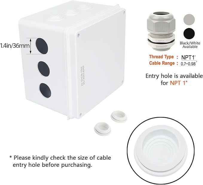 LeMotech Junction Box, ABS Plastic IP65 Waterproof and Dustproof, Universal - Image 5