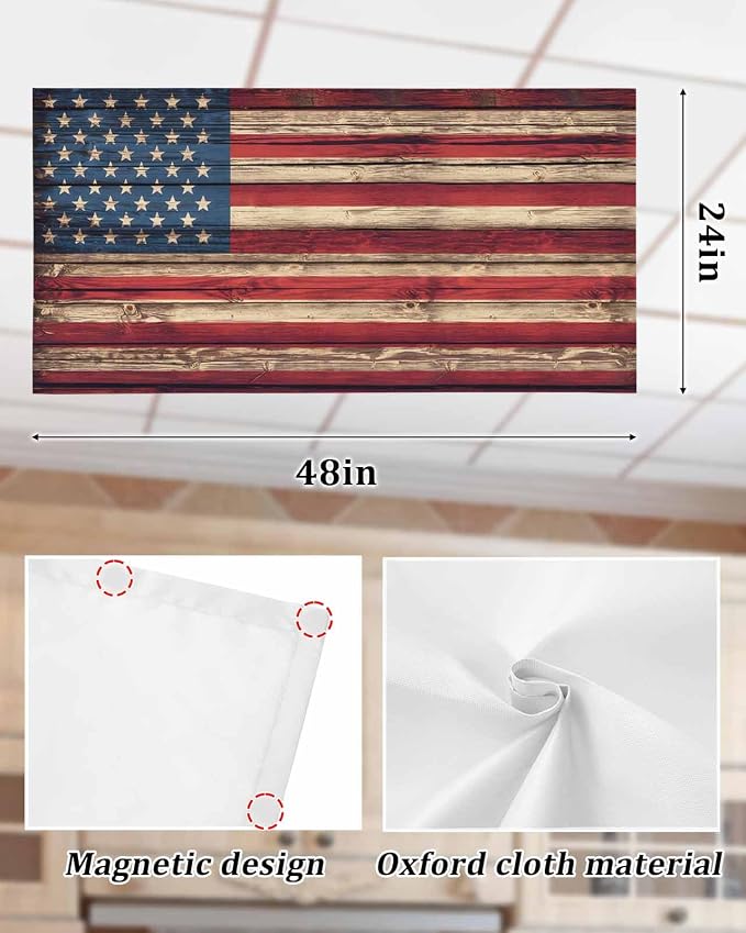 1 Pack Retro American Flag Fluorescent Light Covers Independence Day Stars and - Image 6
