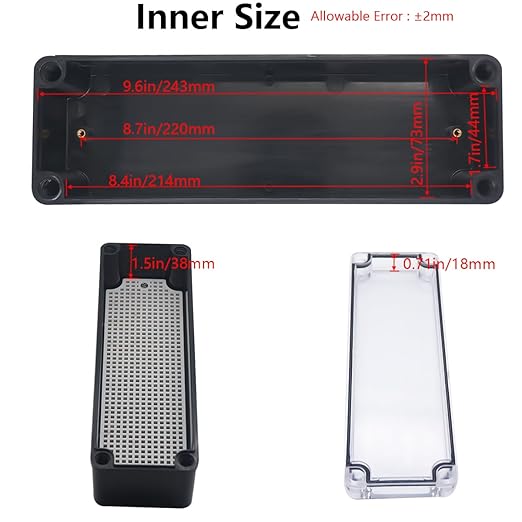 Junction Box, IP67 Waterproof ABS Black Project Box Clear Cover - Image 4