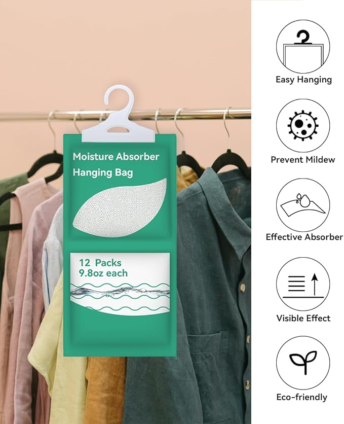 Moisture Absorbers Packets, Fragrance Free, Humidity Packs, Hanging Closet - Image 5
