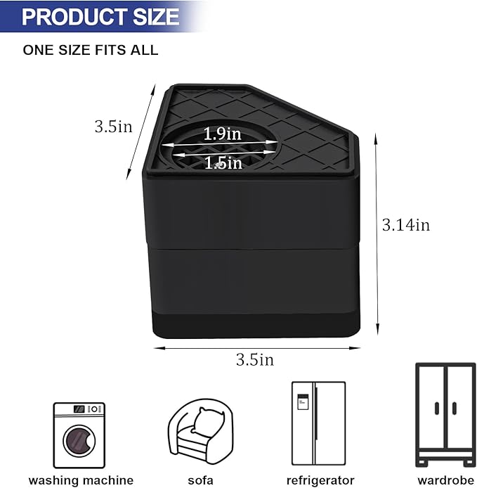 4Pcs Anti Vibration Pads for Washing Machine, Stops Washer Dryer Moving - Image 2