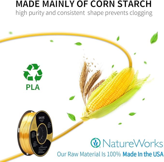 ERYONE Silk PLA Filament for 3D Printer, 1.75mm +/- 0.03mm, Silk Glod - Image 4
