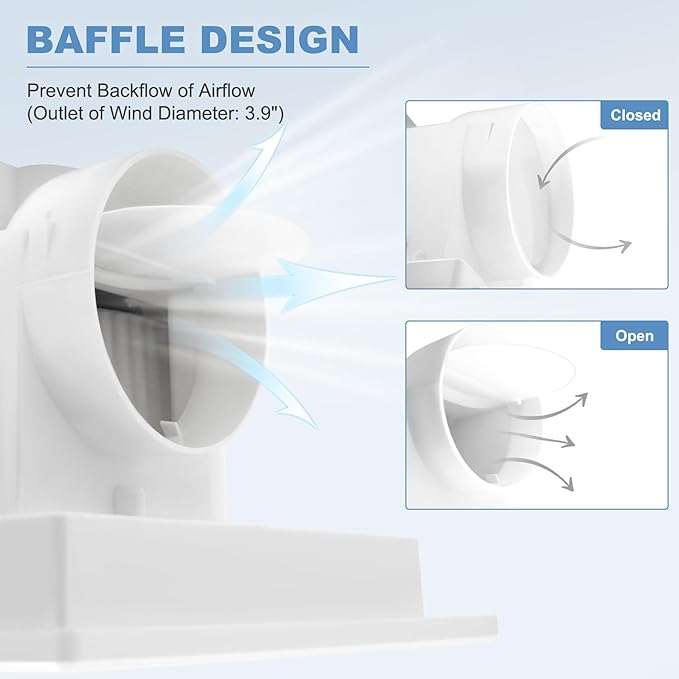 Bathroom Fan Ultra-Quiet Bathroom Ventilation, Exhaust Fan, 123CFM 0.7 Sones 40W - Image 4