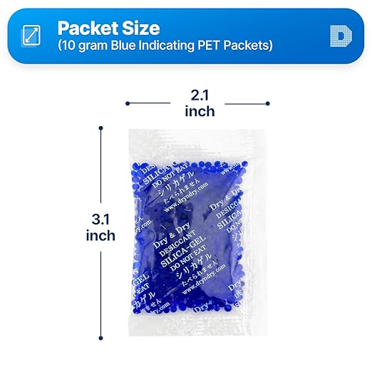 Dry & Dry 10 Gram Blue Indicating Silica Gel Packets Desiccants Silica Gel - Image 6