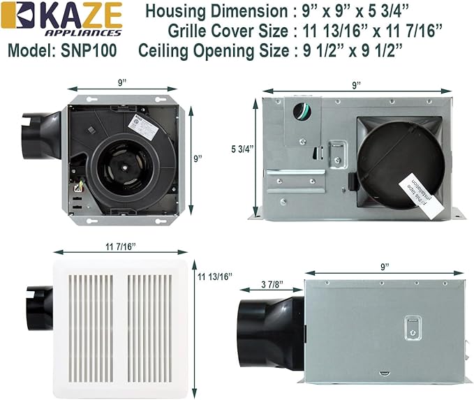 SNP100H | 100 CFM | 0.8 Sone | Energy Star Certified | Humidity Sensing | No - Image 6