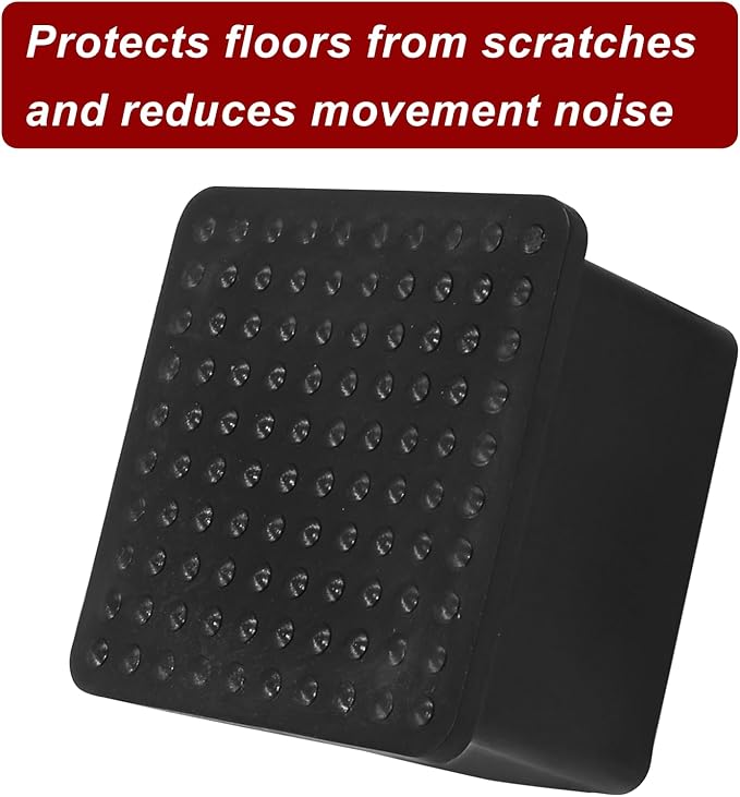 BokWin 4 Pcs Chair Leg Caps 1.6 Inch*1.6 Inch Square Furniture Floor Protectors - Image 4