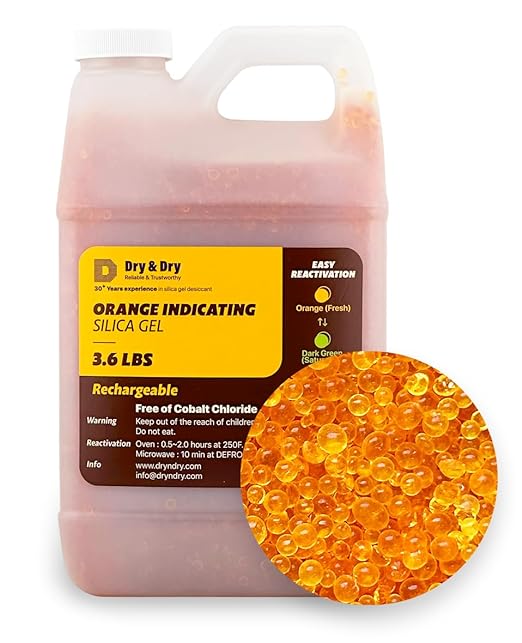 Dry & Dry Premium Orange Indicating Silica Gel Desiccant Beads by DryDry