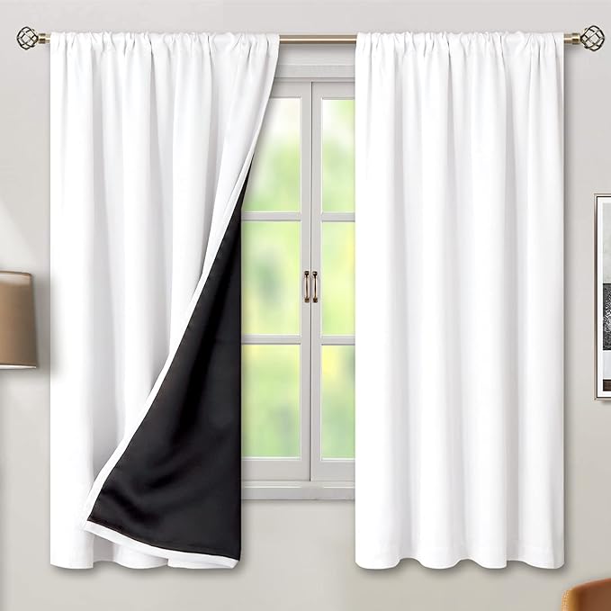 BGment White Blackout Curtains for Bedroom 63 Inch Long by BGment
