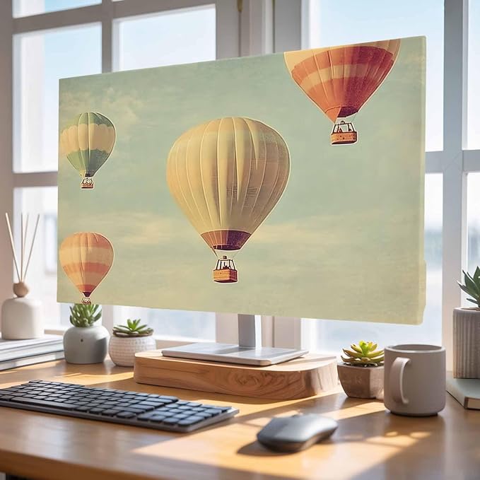 Blue Sky Retro Hot Air Balloon Indoor TV Cover, Elastic TV Screen Protector - Image 4