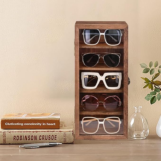 Wall Mounted Wooden Collectible Display Case 5 Shelf Display Storage - Image 6