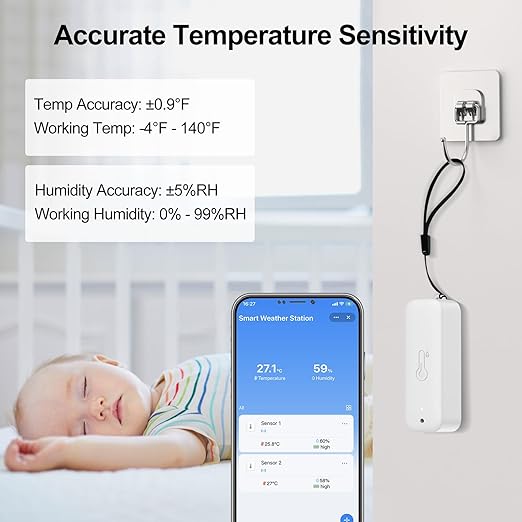 eMylo Indoor Outdoor Thermometer Hygrometer RTH11, IP65 Waterproof Temperature - Image 4