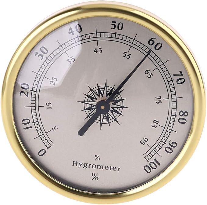 72mm Round Gold Hygrometer Humidity Meter Gauge Ring Surface by Unknown