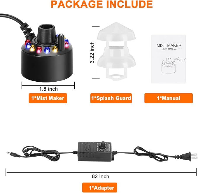 FITNATE Mist Maker, 12 LED Mister Fogger Water Fountain Pond Fog Machine - Image 9