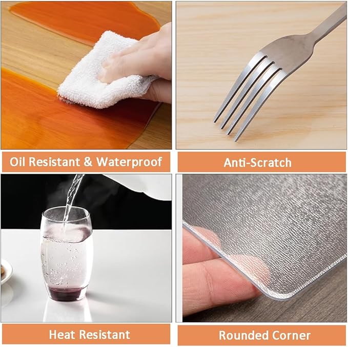 1.5mm 40"x54" Size Heavy-Duty Clear Table Cover Protector -PVC Plastic Table - Image 6
