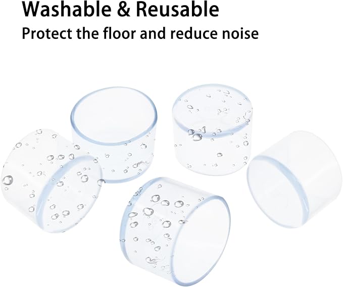 Round Chair Leg Caps, PVC Furniture Feet Covers, TTZEZE Transparent Round Floor - Image 5