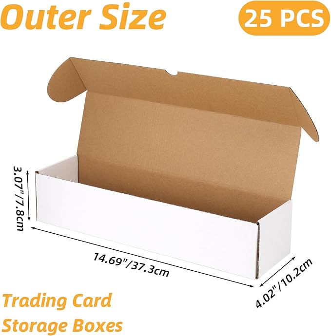 Bulk 1200 Capacity Trading Cards Storage Box, in Total 25 Pack Brown White - Image 3