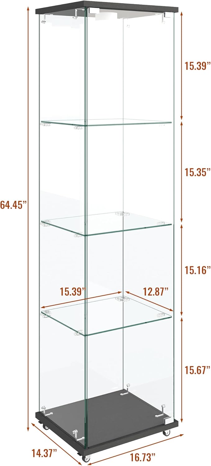 Yoluckea 4-Shelf Glass Display Cabinet - Image 2