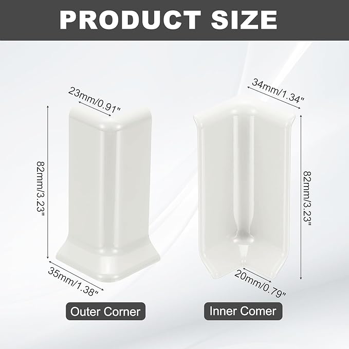 uxcell Self Adhesive Baseboard Corner Blocks, 3.23 Inch Wall Edge Corner - Image 2