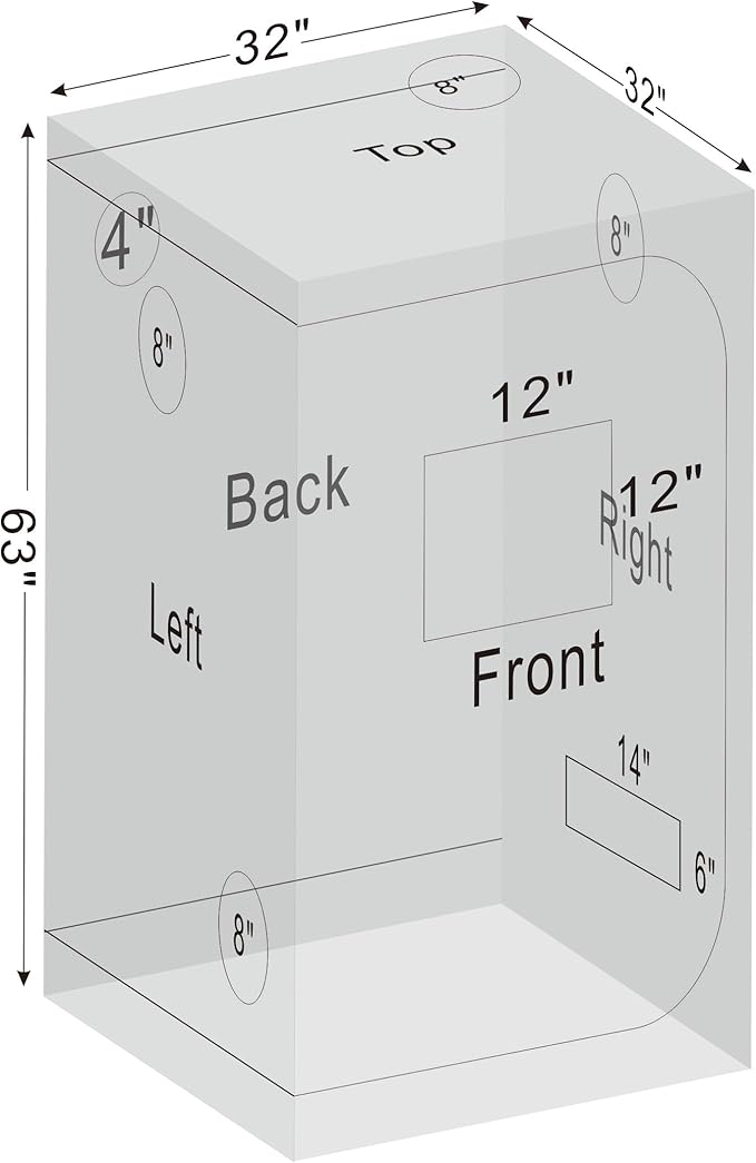 32"x32"x63" Grow Tent for Indoor Plants 600D Mylar Hydroponic High Reflective - Image 8