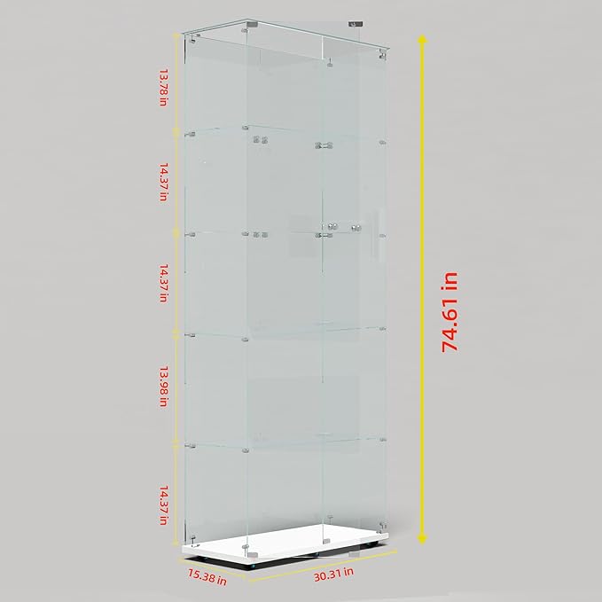 Yoluckea 5-Tier Glass Display Cabinet - Image 2
