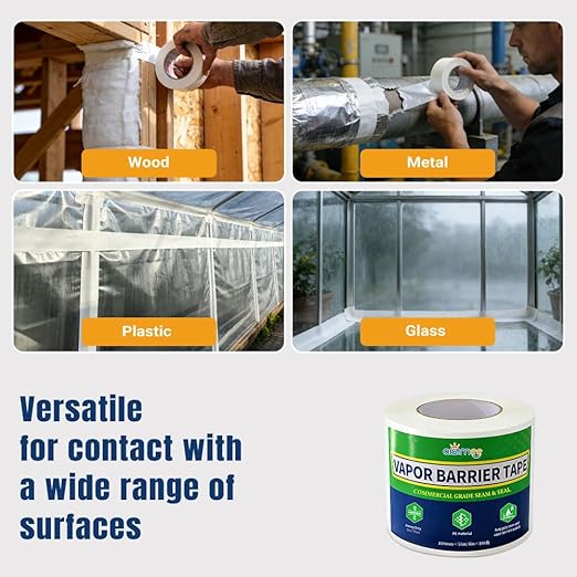 Vapor Barrier Tape, 4 in x 180 ft, High-Adhesion Waterproof Seam Tape - Image 6