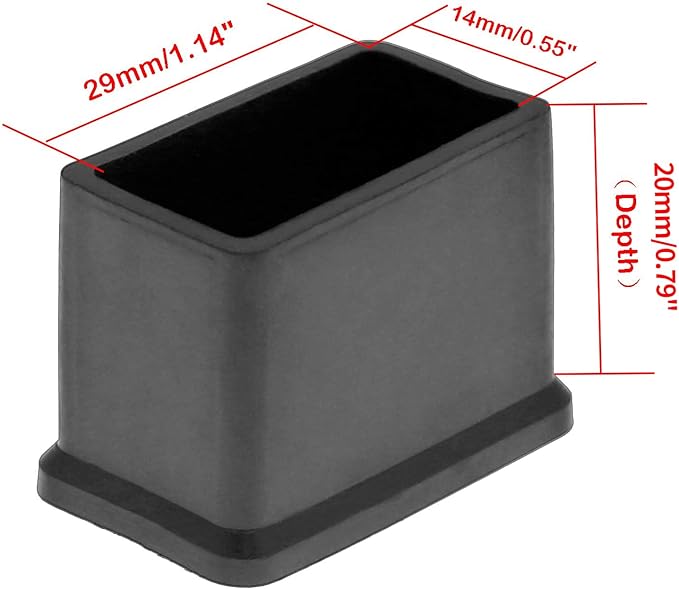 20Pcs Rectangle Rubber Furniture Leg Caps 1.18" x 0.59", Vinyl Flexible Chair - Image 2