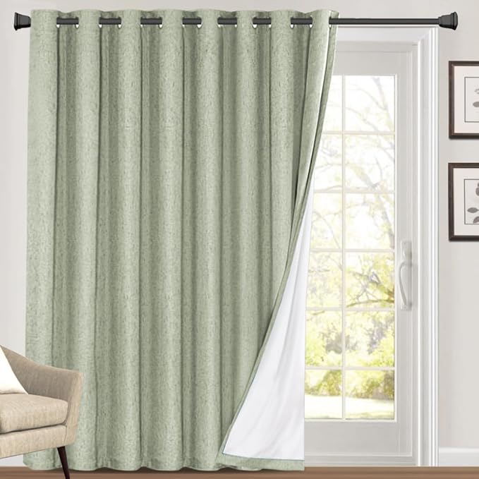 PrinceDeco Blackout Curtains for Sliding Glass Doors Linen Look Blackout by PrinceDeco