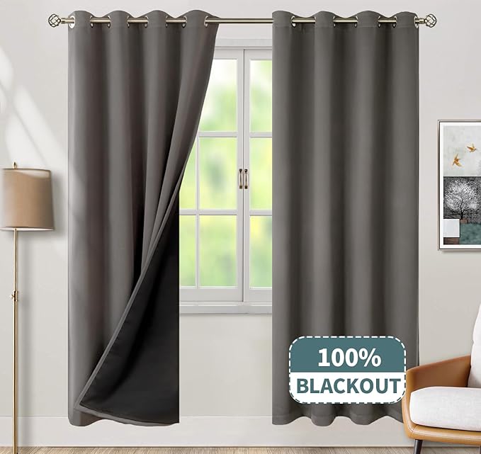 BGment Grey Blackout Curtains for Bedroom Window 84 Inch Length 2 Panels Set - Image 8