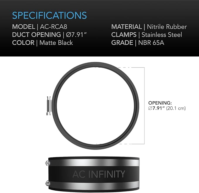 AC Infinity Noise Reduction Clamp 8-Inch, Duct Coupler - Image 5