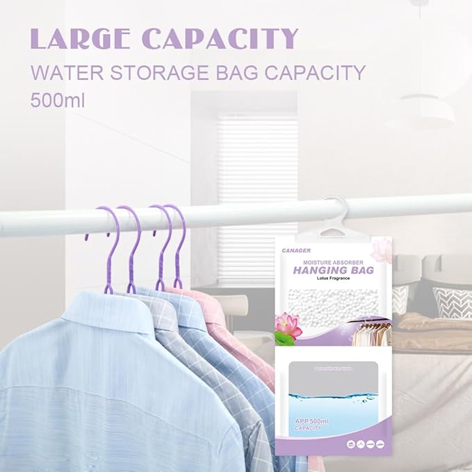 CANAGER Hanging Moisture Absorber, Lotus Fragrance Moistureproof Hanging Bag - Image 3